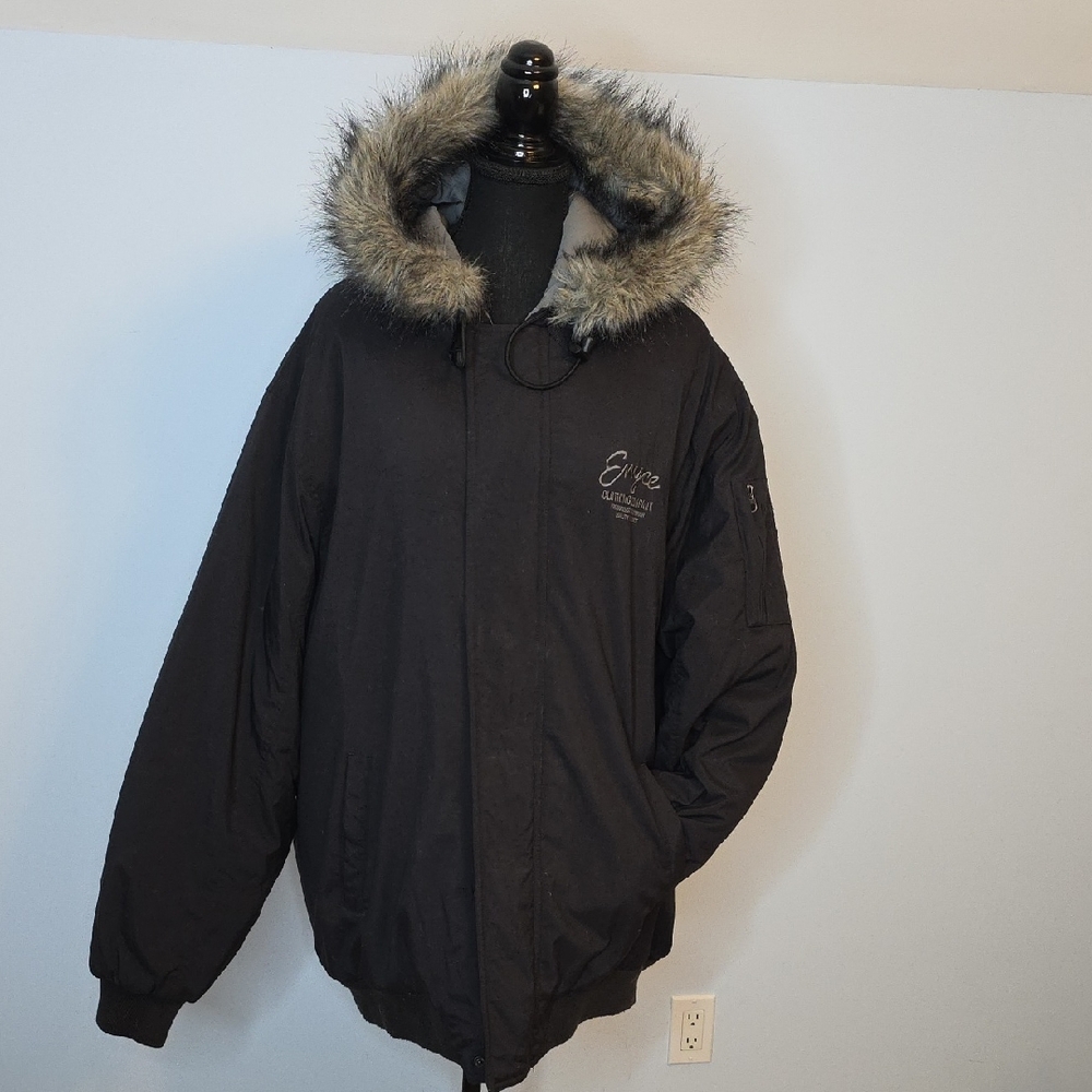 Enyce Black Puffer Jacket with Fur Hood